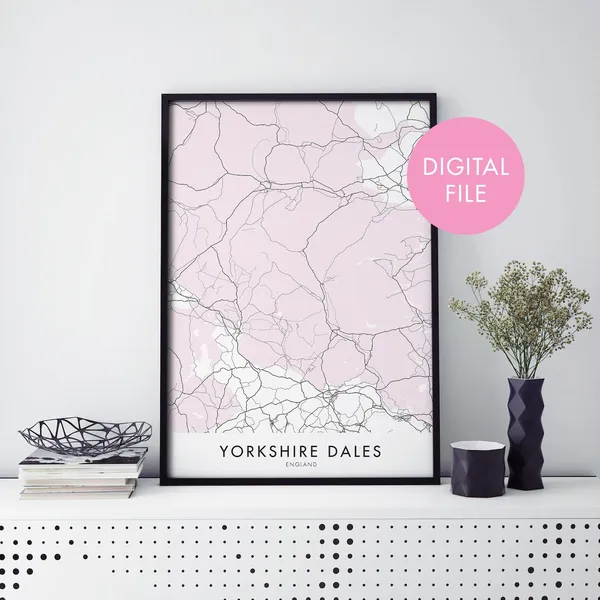 Yorkshire Dales National Park Map Art Print