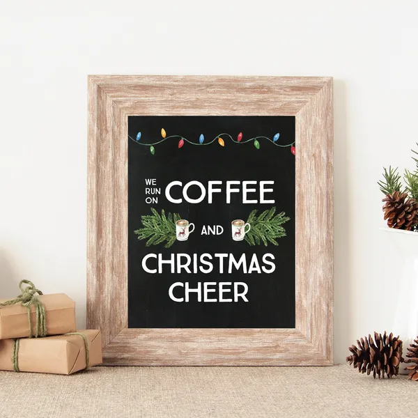 Christmas Instant Coffee and Cheer Rustic Sign Art Print