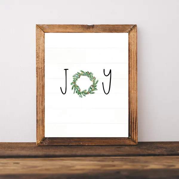 Joy Christmas Holiday Print, Rustic Sign Decor