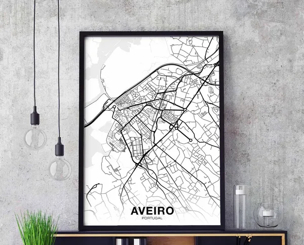 Aveiro Portugal Map Poster, Modern Travel Poster