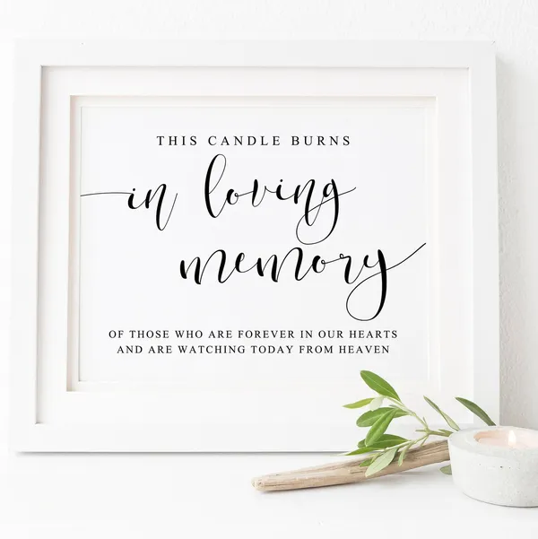In Loving Memory Wedding Sign, Memorial Candle Art