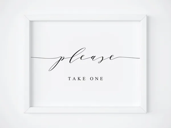 Please Take One Wedding Favors Sign Art Print