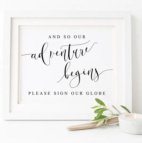 Adventure Begins Wedding Globe Guestbook Sign