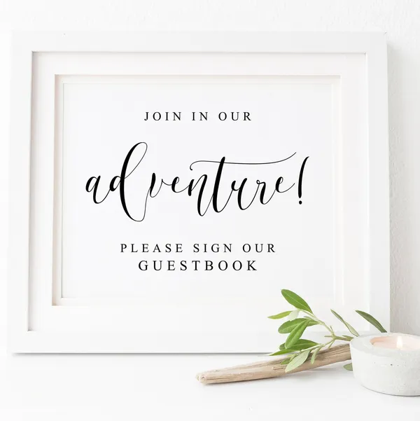 Adventure Wedding Guestbook Sign, Reception Poster