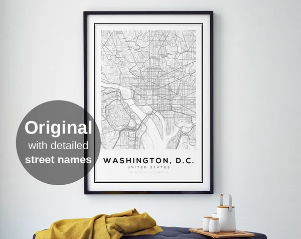 Washington DC Map Print, Minimalist Travel Poster