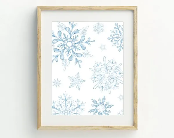 Snowflakes Winter Christmas Decor Art Print
