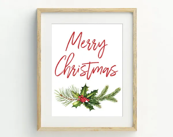 Merry Christmas Holiday Wall Art, Festive Decor