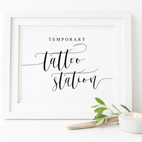 Tattoo Station Sign, Wedding Temporary Tattoo Poster