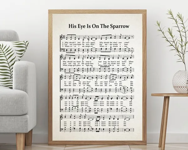 His Eye Is On The Sparrow Hymn Sheet Art Print