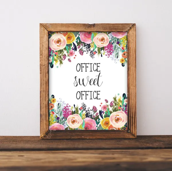 Pink Floral Art Print, Office and Home Decor