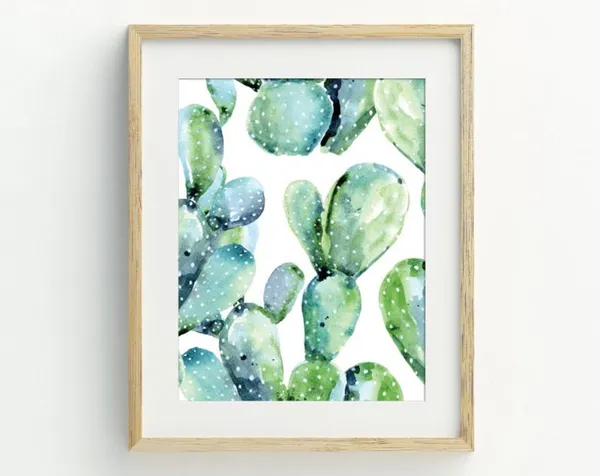 Cactus Watercolor Wall Art Print