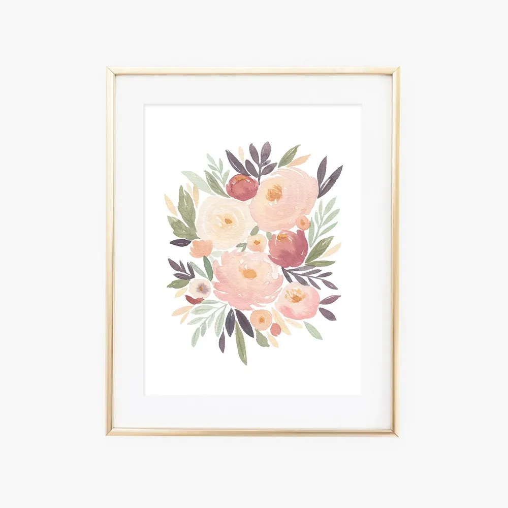 Gratitude Watercolor Floral Art Print