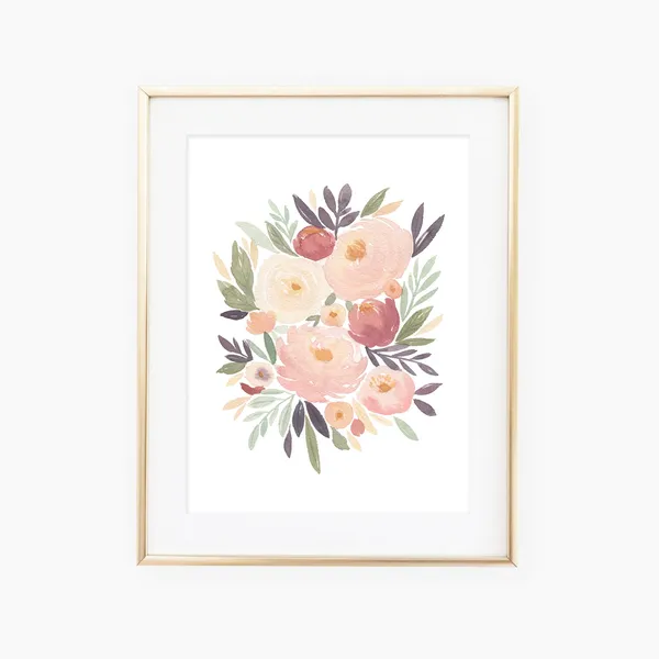 Gratitude Watercolor Floral Art Print