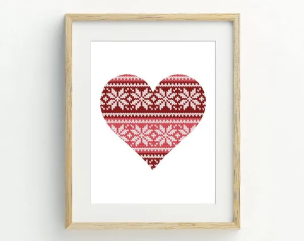 Christmas Sweater Heart Art Print, Holiday Decor