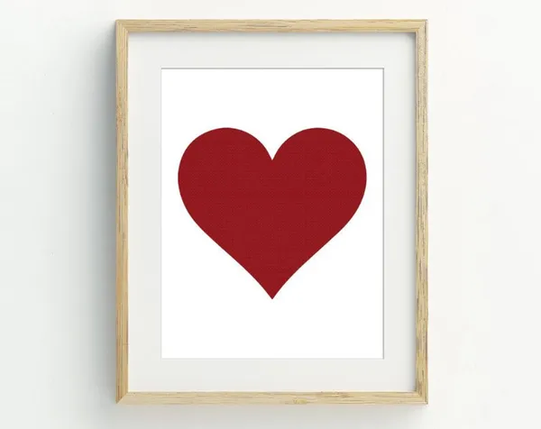 Red Heart Valentine Wall Art, Knit Texture Art Print