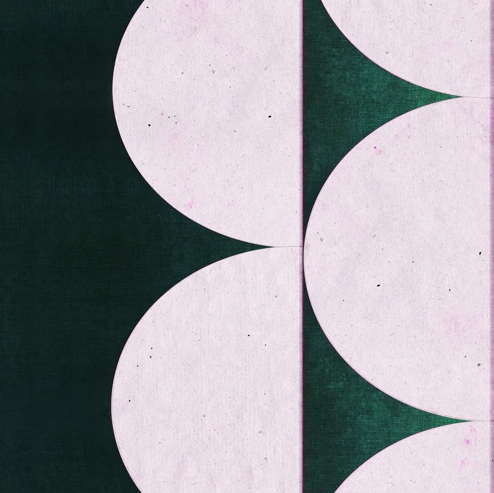 Pink Green Geometric Abstract Art Print, Mid-Century Modern - Image 2