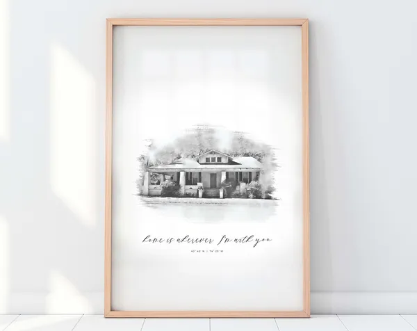 Custom House Portrait Housewarming Gift Art Print