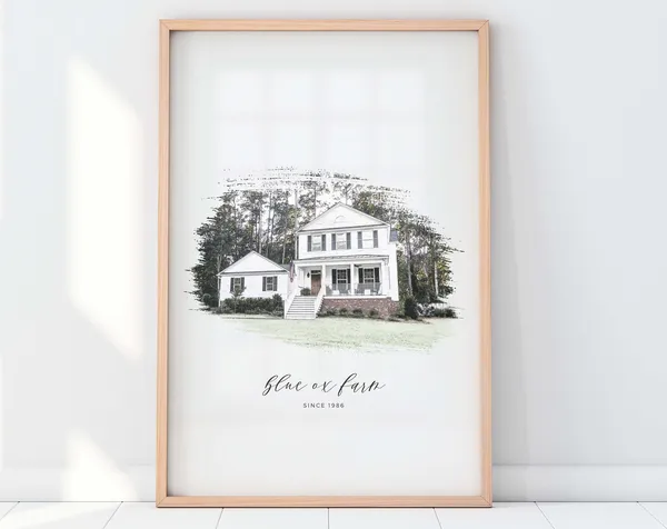 Custom House Portrait, First Home Housewarming Art Print