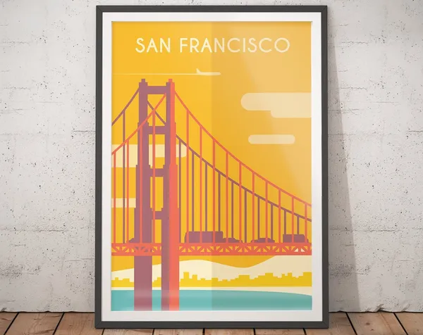 San Francisco Vintage Travel Poster, Minimalist Art Print