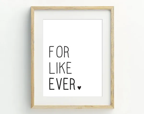 For Like Ever Love Wall Art, Black And White Minimalist