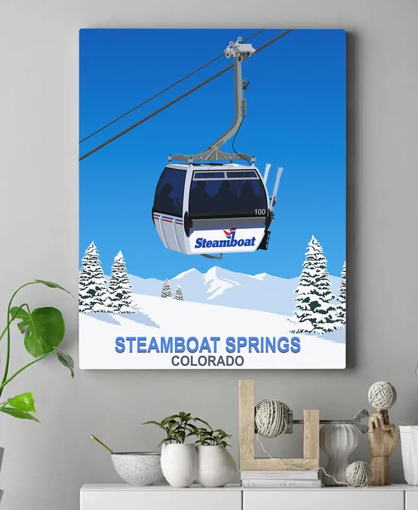 Steamboat Springs Travel Poster, Mountain Town Art