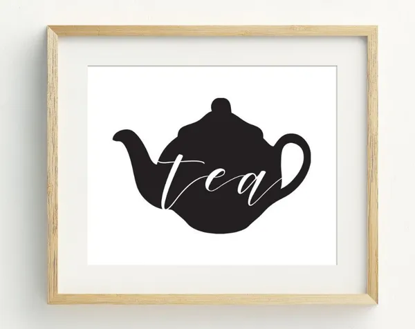 Tea Print Kitchen Wall Art, Minimalist Art Print