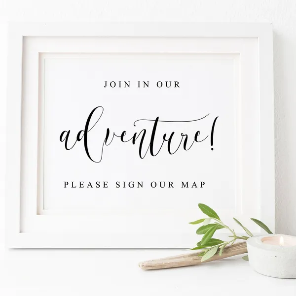 Adventure Wedding Guest Map Sign, Reception Art Print