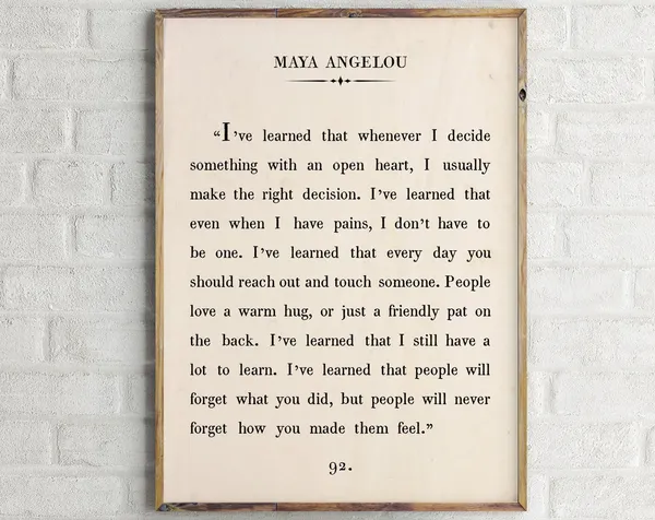 Maya Angelou Quote, Vintage Book Page Art Print