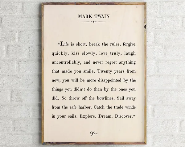 Mark Twain Quote Print, Vintage Book Page Art