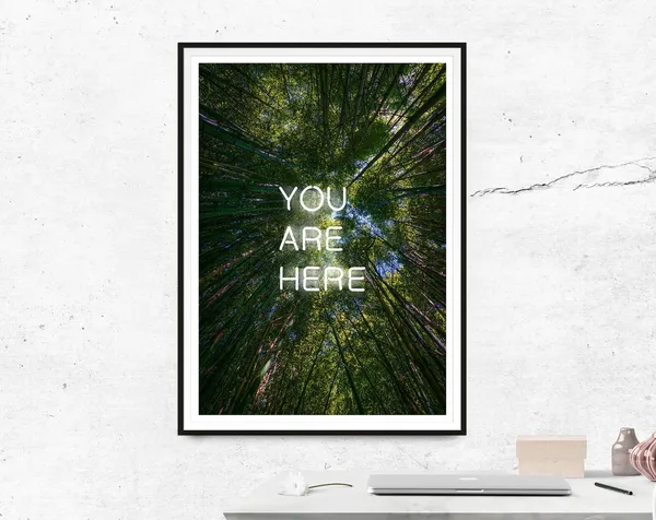 You Are Here Forest Neon Botanical Tree Poster