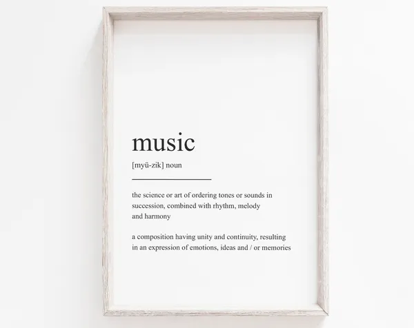 Music Definition Print, Minimalist Modern Art Print