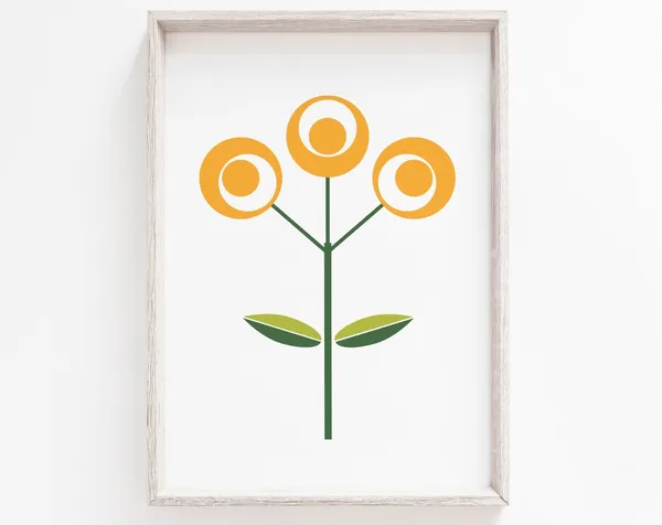 Minimalist Flower Art Print, Scandinavian Poster