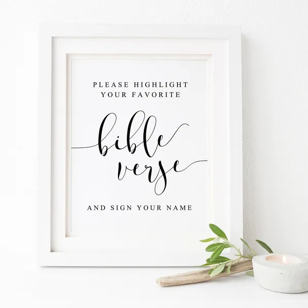 Bible Verse Wedding Guest Book Scripture Sign Print
