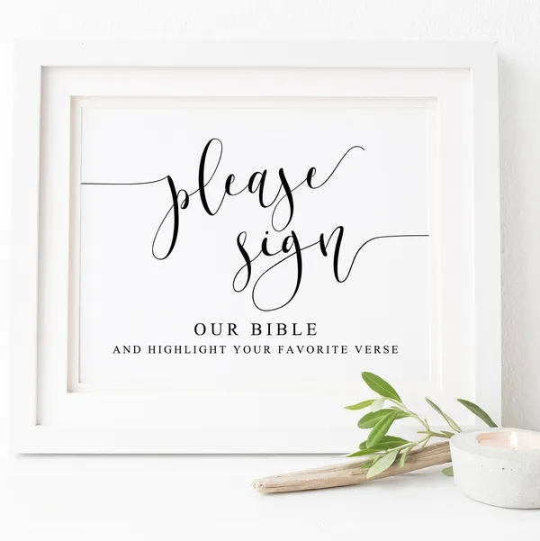 Please Sign Our Bible Verse Guest Book Sign