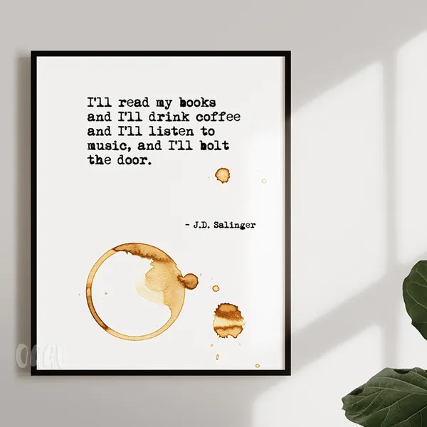J.D. Salinger Quote Watercolor Art Print, Office Decor