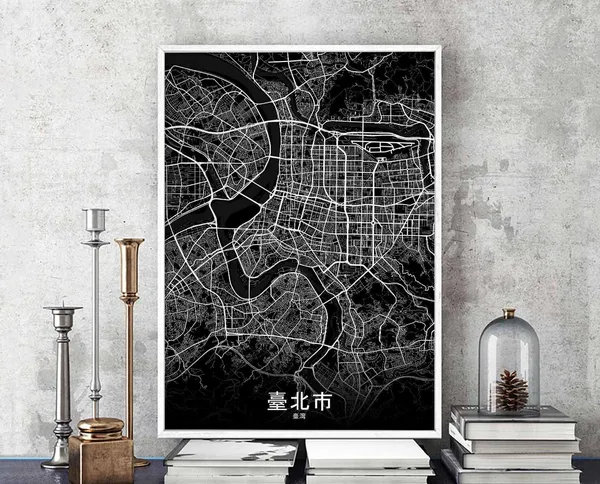 Taipei Taiwan Map Poster, Modern Home Decor