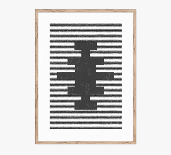 Aztec Woodblock Art Print, Black and White Decor