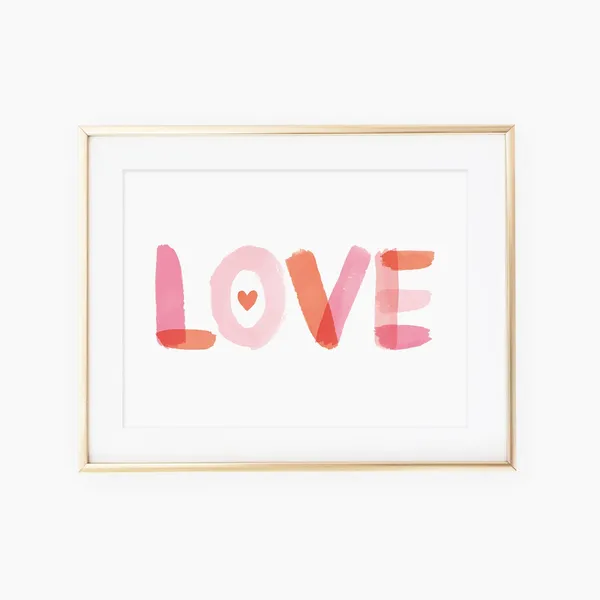 Love in Watercolor Pinks Reds Art Print