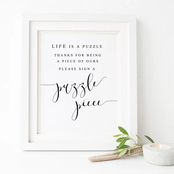 Puzzle Piece Guestbook Wedding Sign, Guestbook Poster
