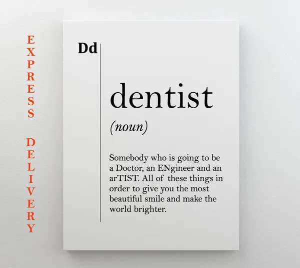 Dentist Definition Poster, Dental Office Decor