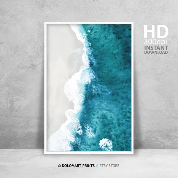 Aerial Beach Photography Modern Beach Art Print