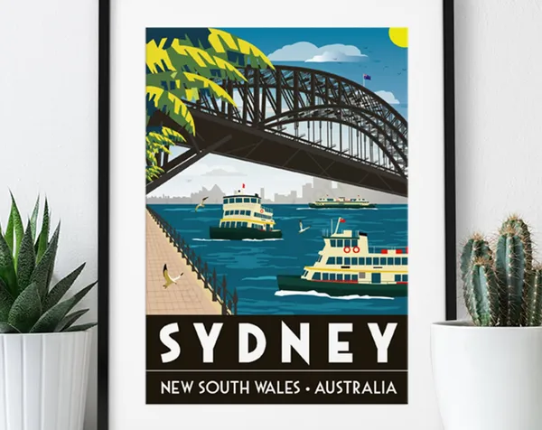 Harbour Bridge Sydney Vintage Travel Poster Art Print