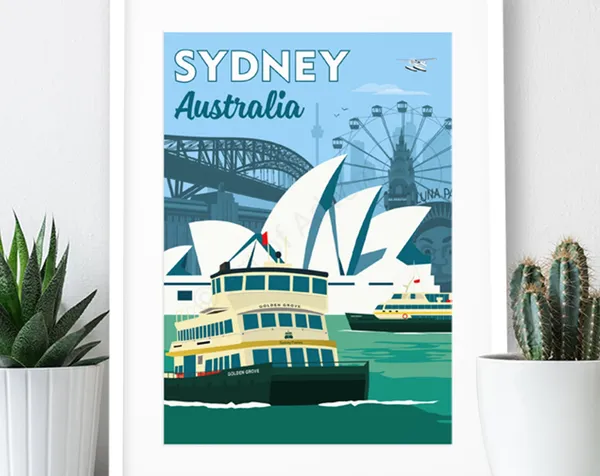 Sydney, Australia Vintage Travel Poster Art Print