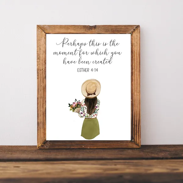 Esther 4:14 Bible Verse Christian Girl Decor Art Print