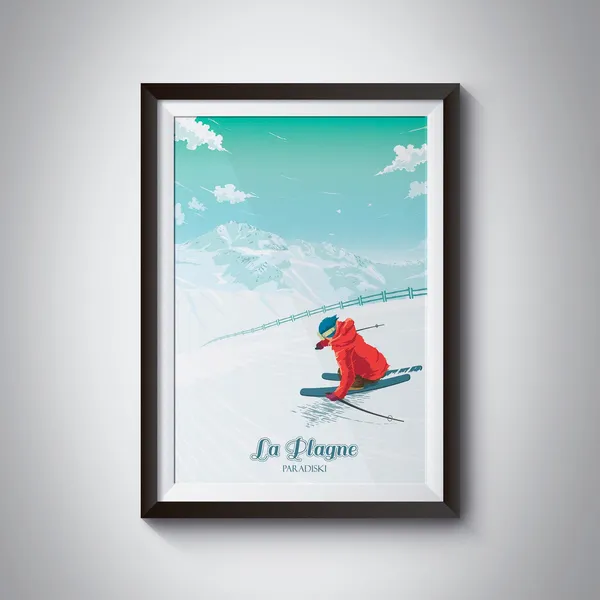 La Plagne Paradiski French Alps Vintage Travel Poster