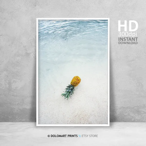 Pineapple Beach Wall Art Print, Coastal Decor