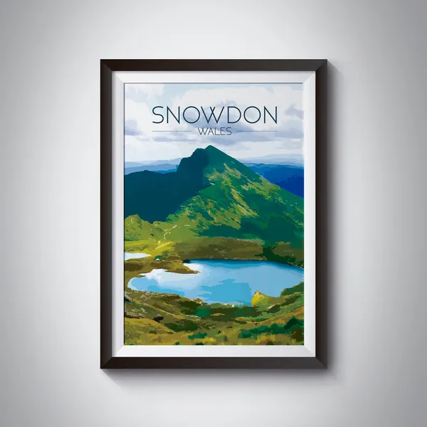 Mount Snowdon Wales Travel Poster, Snowdonia National Park