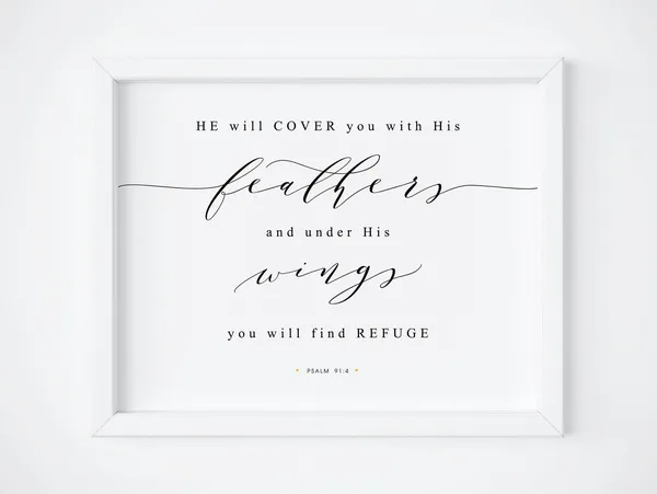 Psalm 91:4 Bible Verse Christian Wall Art Print