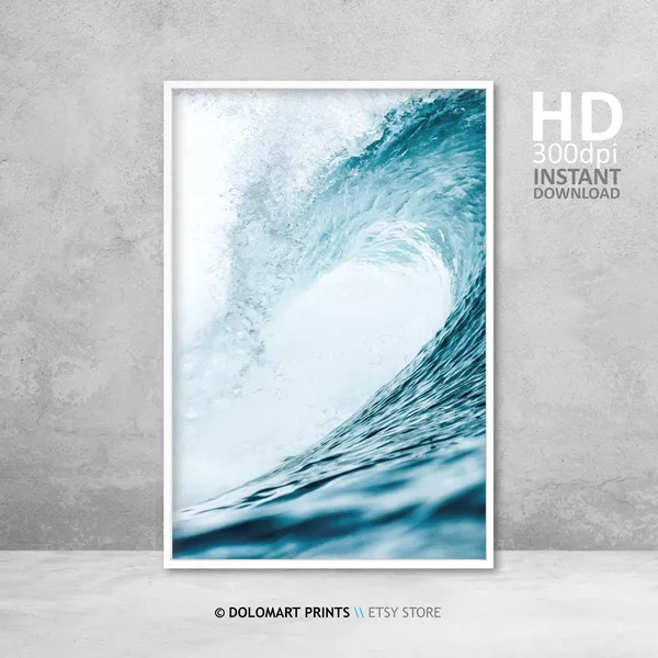 Ocean Wave Art Print, Modern Coastal Decor