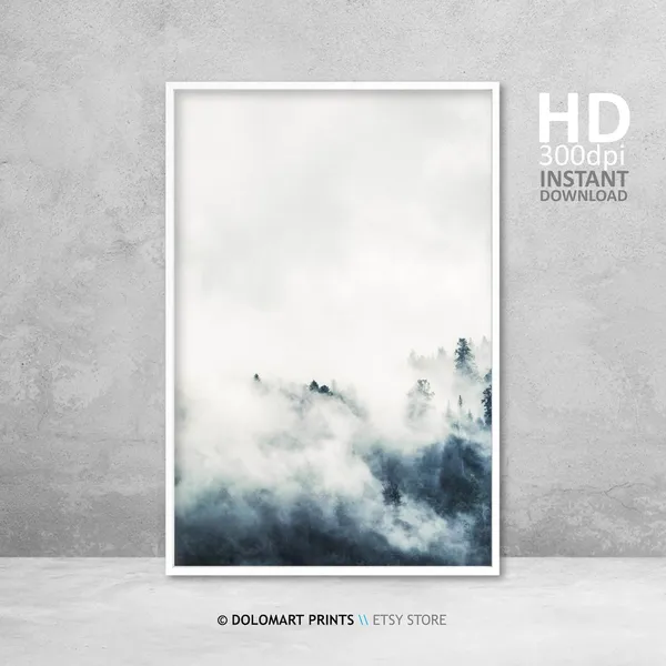 Nordic Forest Landscape Minimal Wall Art Poster